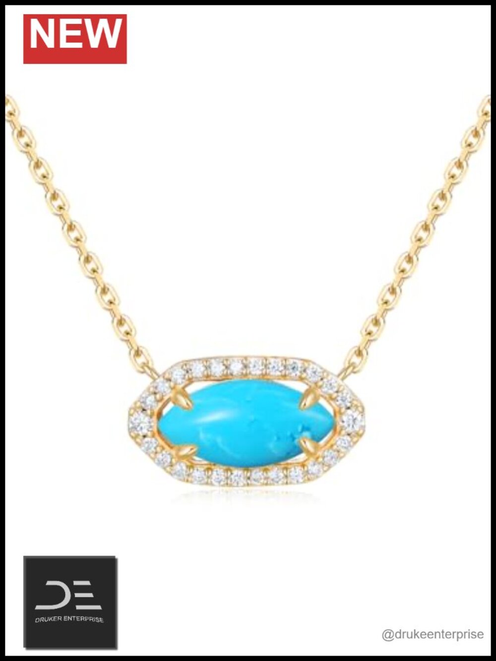CYW Original Design Moissanite Necklace for Women, Marquise Stone: 5A Cubic